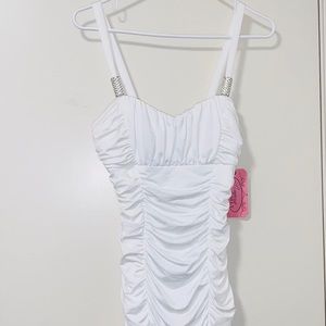 White ruched dress